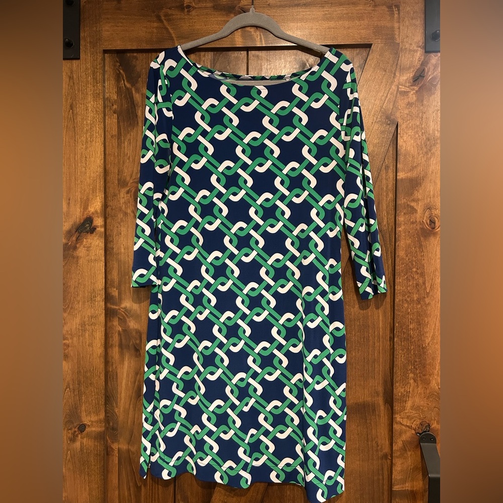 Banana Republic Blue and Green Geometric Dress